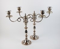 Lot 97 - A pair of Old Sheffield plate candelabra, each...