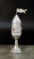 Lot 106 - A Jewish white metal spice tower, set with...