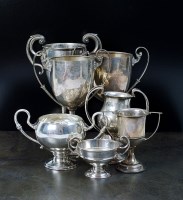Lot 113 - A collection of seven silver presentation...