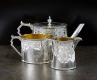Lot 126 - A Victorian Exeter three piece silver tea...