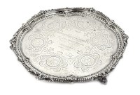 Lot 130 - A Victorian silver presentation salver, Martin,...