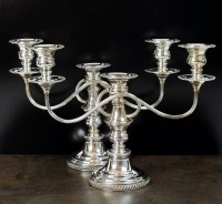 Lot 135 - A pair of short silver candelabra, Langfords...