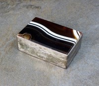 Lot 139 - A silver and banded agate box, Deakin &...