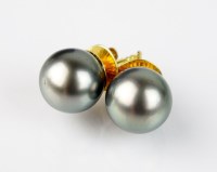 Lot 150 - A pair of Tahitian cultured pearl stud...
