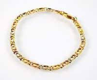 Lot 174 - An 18ct yellow, white and rose gold bracelet,...