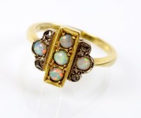 Lot 178 - An 18ct gold Victorian style opal and diamond...