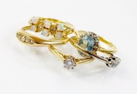Lot 179 - A collection of five rings, comprising; a...