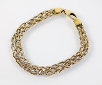 Lot 181 - A yellow and white metal bracelet, the...