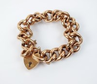 Lot 197 - A 9ct gold large hollow curb link bracelet,...
