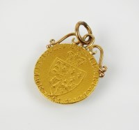 Lot 199 - A spade guinea pendant, with scrolling mount,...