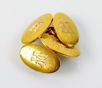 Lot 203 - A pair of 15ct gold oval panel cufflinks, with...