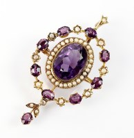 Lot 204 - An early 20th century amethyst and seed pearl...