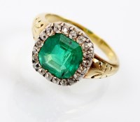 Lot 244 - A 19th century emerald and diamond cluster...