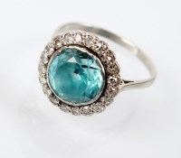 Lot 248 - A blue zircon and diamond cluster ring,...