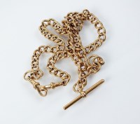 Lot 251 - A 9ct gold curb link watch Albert necklace,...