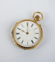 Lot 267 - A late 19th century 18ct gold lady's fob watch,...