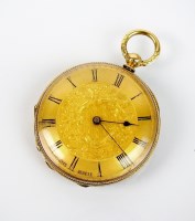 Lot 269 - A lady's continental fob watch, the gold...