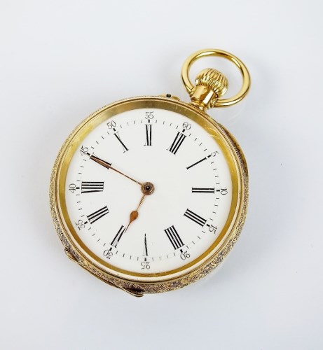 Lot 273 - A lady's continental fob watch, the white...