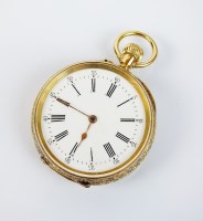 Lot 273 - A lady's continental fob watch, the white...