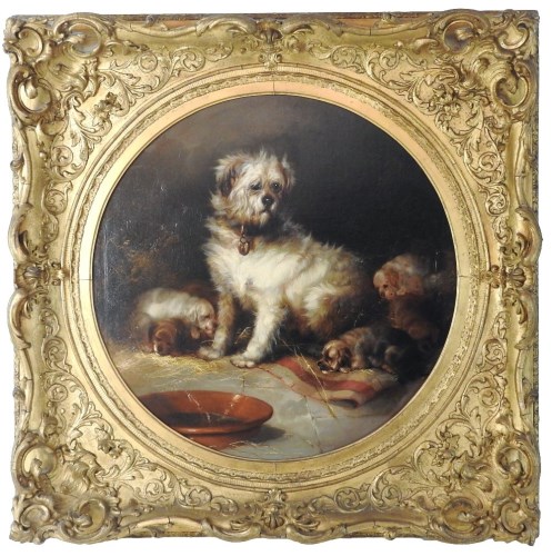 Lot 328 - George Armfield (1808-1893) Terrier with her...