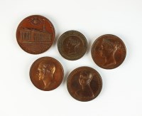 Lot 370 - A collection of five Victorian medallions,...