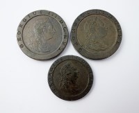 Lot 413 - Two George III Cartwheel twopences, together...