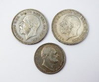 Lot 414 - A William IV half crown, dated 1836, together...