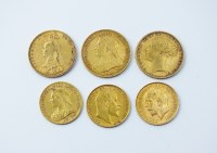 Lot 419 - Three Victoria sovereigns dated 1872, 1892 and...