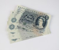 Lot 434 - British Banknotes; forty £5 notes signed...