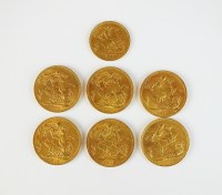 Lot 440 - Six sovereigns, dated 1910, 1911, 1912 (2) and...