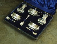Lot 48 - A Victorian cased five piece silver cruet set,...