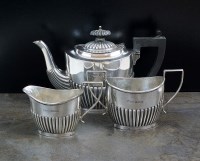 Lot 58 - A three piece silver tea service, G F Westwood...