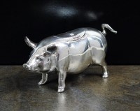 Lot 65 - A Pseudo Hanau silver pig snuff box, import...