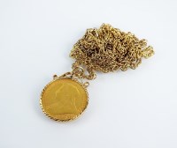 Lot 119 - A Victorian sovereign within pendant mount,...