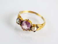 Lot 128 - A late 19th century pink stone and seed pearl...