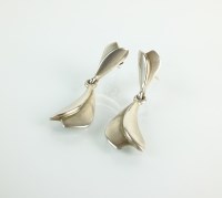 Lot 151 - A pair of Georg Jensen silver drop ear...