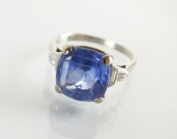 Lot 183 - An Art Deco sapphire and diamond ring,...