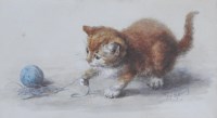 Lot 311 - Charlotte H Spiers (1880-1914) Kitten playing...