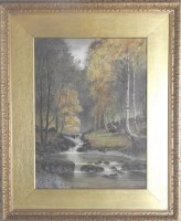 Lot 317 - James T Watts (1853-1930) Woodland Stream,...