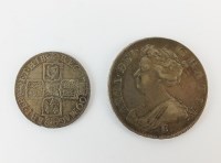 Lot 448 - A Queen Anne half crown, dated 1707, 'E' below...