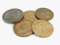 Lot 464 - A collection of Victoria copper and bronze...