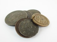 Lot 470 - Three Irish tokens; Cronebane halfpenny 1789,...