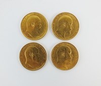 Lot 507 - Four Edward VII sovereigns, dated 1902, 1903,...