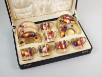 Lot 4 - A Royal Worcester fruit painted cased coffee...