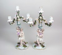Lot 31 - A pair of Sitzendorf porcelain figural...