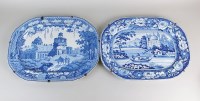 Lot 79 - A Rogers blue and white pearl ware meat plate,...