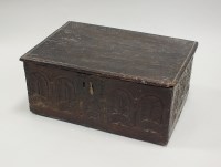 Lot 86 - An oak deed or bible box, 17th century, the...