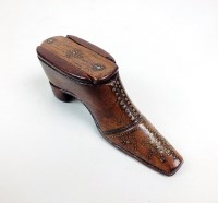 Lot 95 - A late Victorian rosewood and pique work shoe...