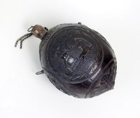 Lot 114 - A carved coconut flask, late 18th/early 19th...