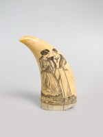 Lot 119 - A whale tooth scrimshaw, 19th century engraved...